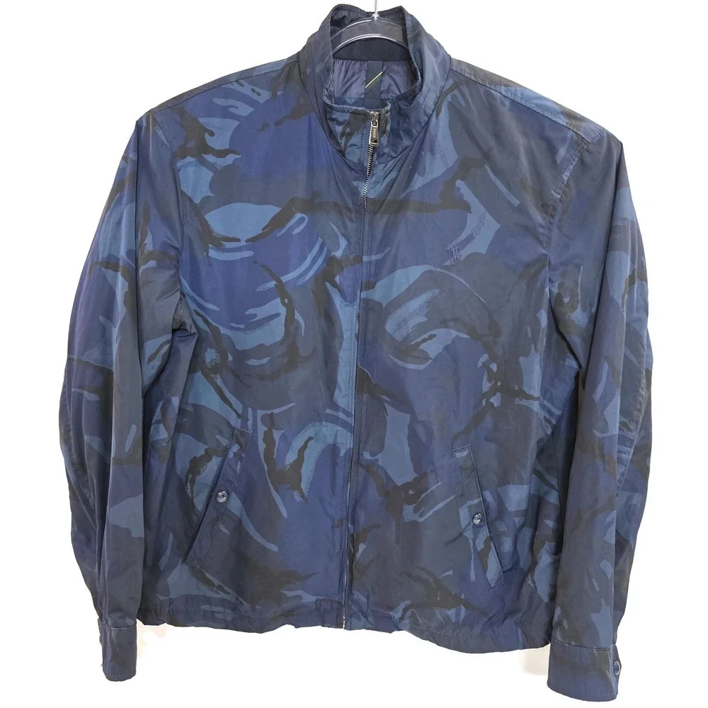 Polo Ralph Lauren Jacket Mens XL Blue Camo Lightweight Full Zip‎ Windbreaker